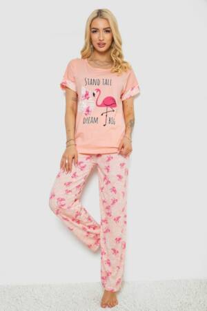 Піжама жіноча з принтом, колір персиковий, 243R2088