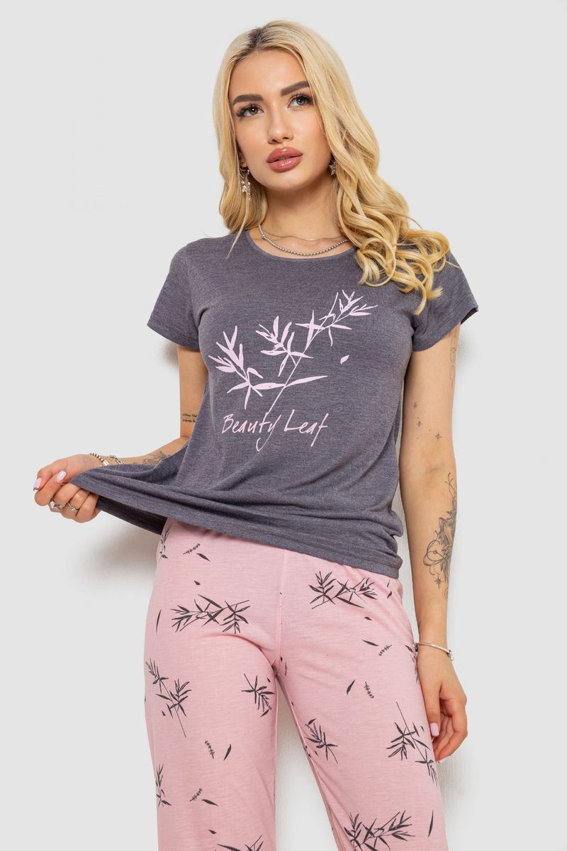 Піжама жіноча з принтом, колір сірий, 243R7150 - Зображення 2