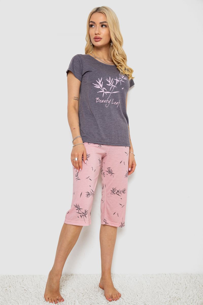 Піжама жіноча з принтом, колір сірий, 243R7150 - Зображення 3