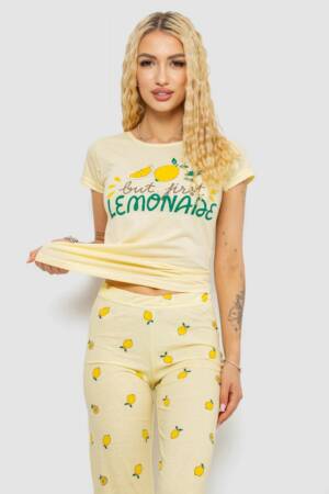 Піжама жіноча з принтом, колір жовтий, 243R7052