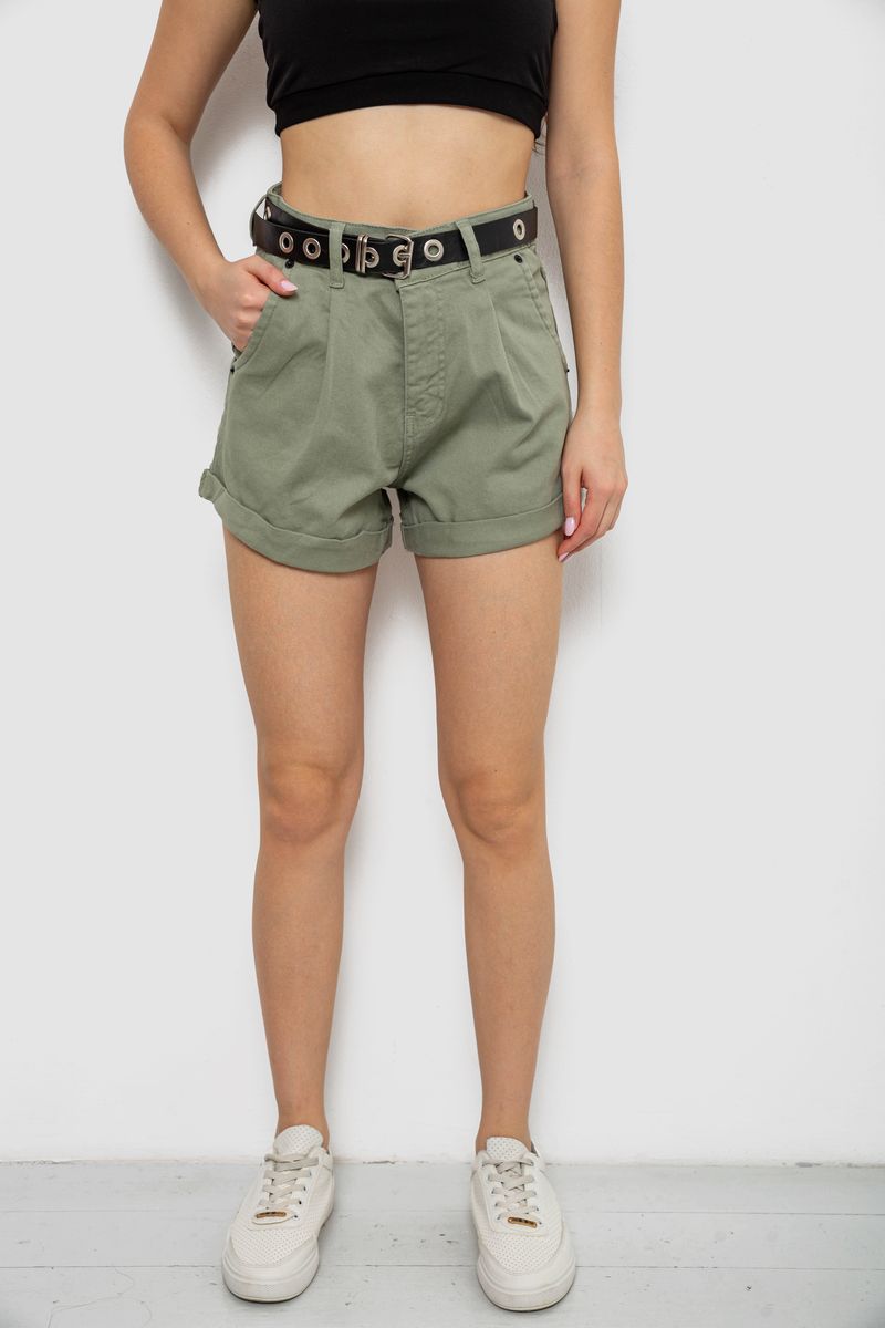 Шорти жіночі джинсові, колір оливковий, 182R00301