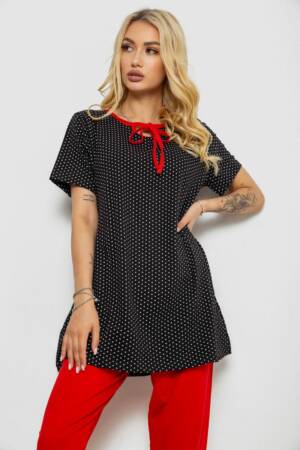 Піжама жіноча з принтом, колір чорний, 243R10389