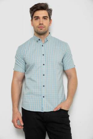 Сорочка чоловіча в клітинку, колір блакитний, 214R825