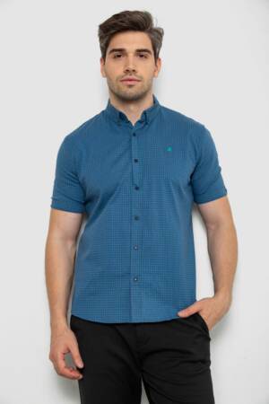 Сорочка чоловіча в клітку, колір джинс, 214R4564-5