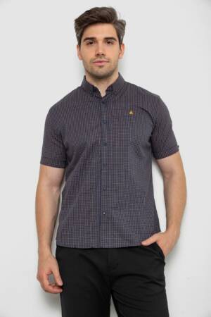 Сорочка чоловіча в клітку, колір синій, 214R4564-5