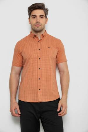 Сорочка чоловіча в клітку, колір помаранчевий, 214R4564-5