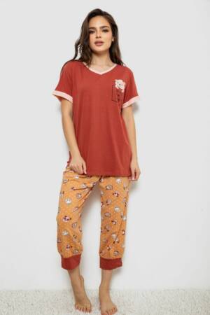Піжама жіноча, колір теракотовий, 243R1602-017