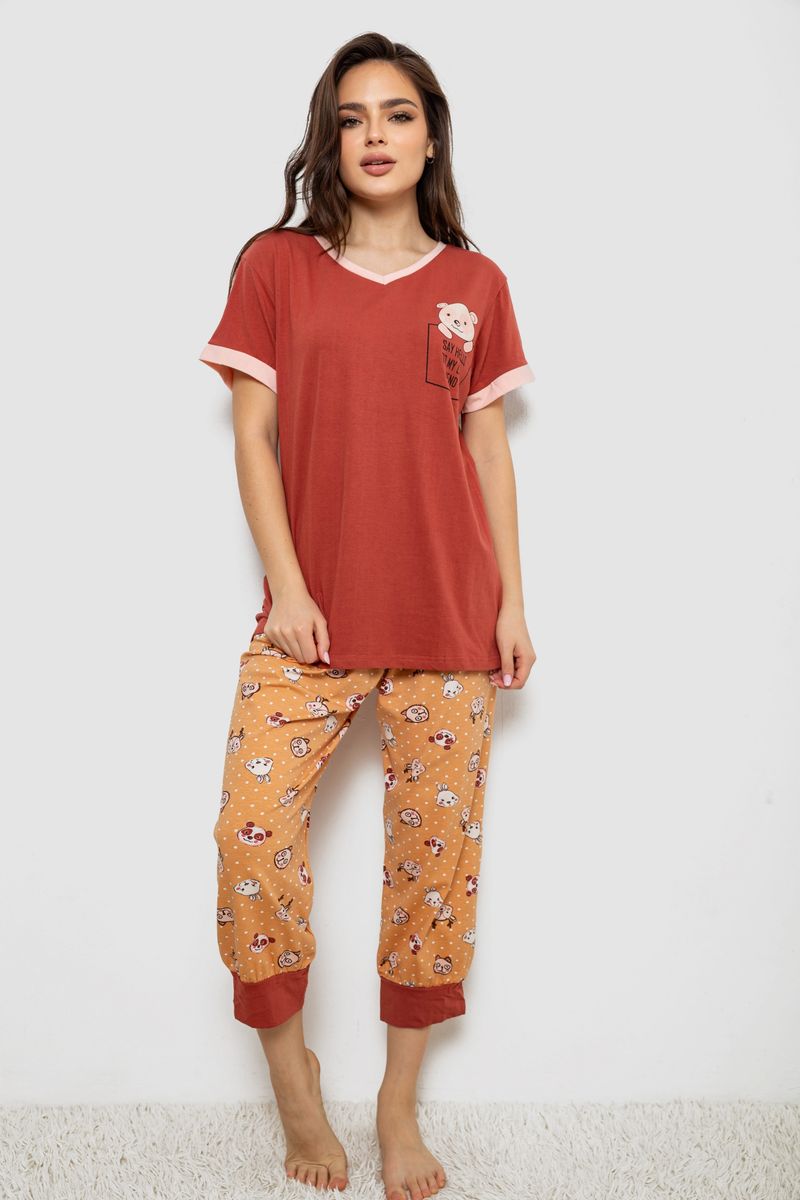 Піжама жіноча, колір теракотовий, 243R1602-017