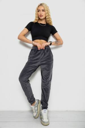 Спортивні штани жіночі велюрові, колір сірий, 238R58646