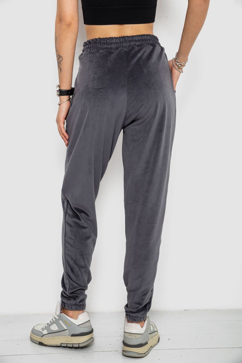 Спортивні штани жіночі велюрові, колір сірий, 238R58646 - Зображення 4