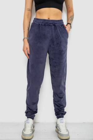 Спортивні штани жіночі велюрові, колір синій, 238R58646