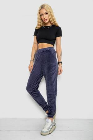 Спортивні штани жіночі велюрові, колір синій, 238R58646