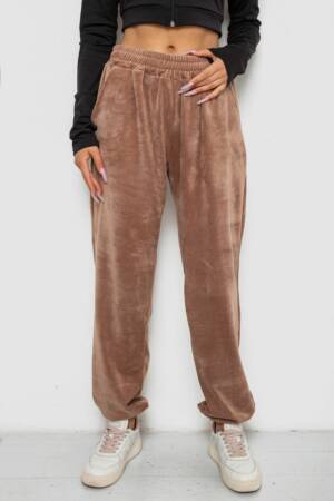 Спортивні штани жіночі велюрові, колір бежевий, 238R58646