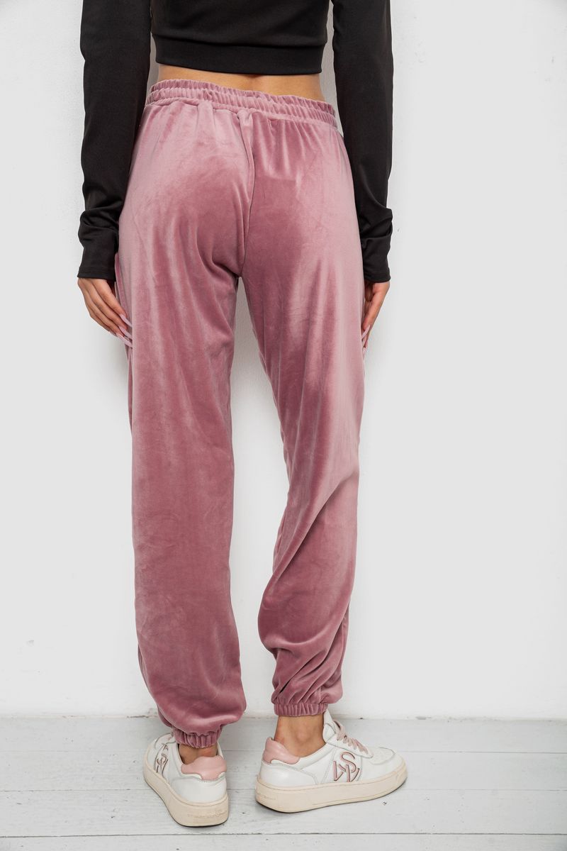 Спортивні штани жіночі велюрові, колір пудровий, 238R58646 - Зображення 4