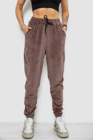 Спортивні штани жіночі велюрові, колір мокко, 238R58646