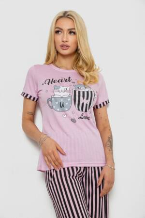 Піжама жіноча з принтом, колір бузковий, 243R2032-F