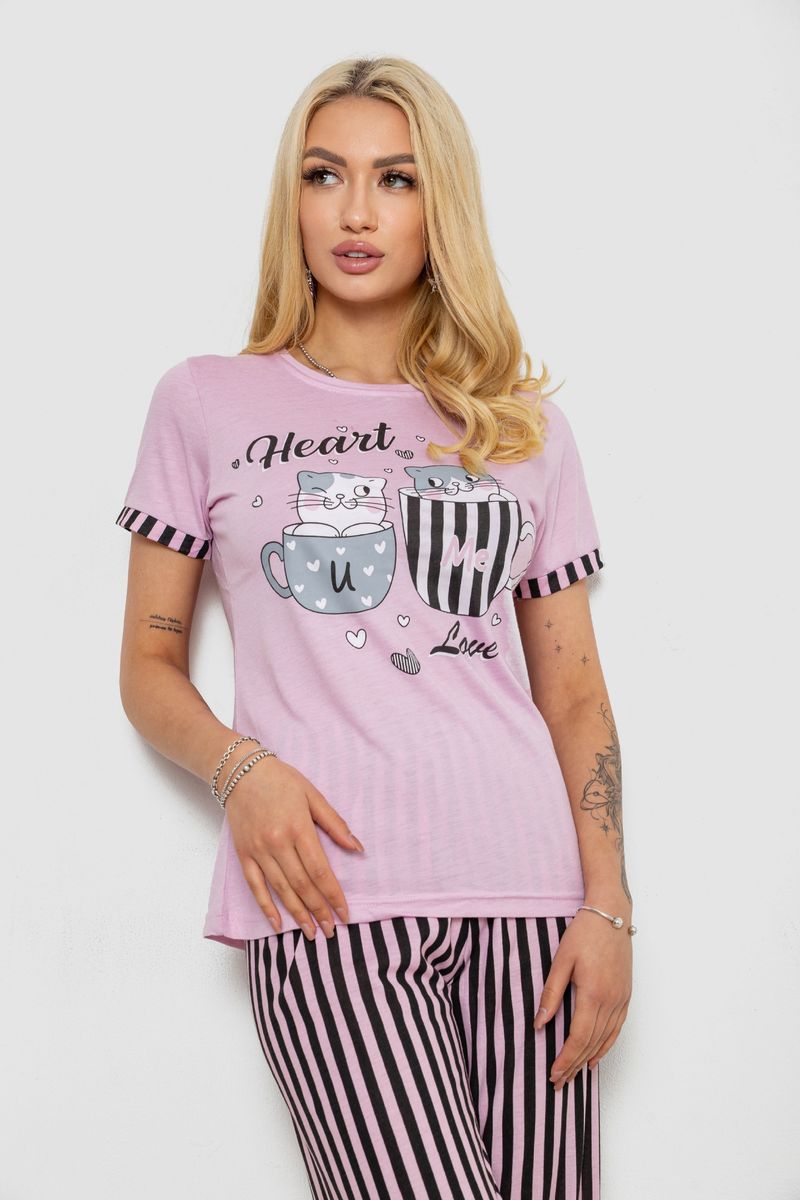 Піжама жіноча з принтом, колір бузковий, 243R2032-F