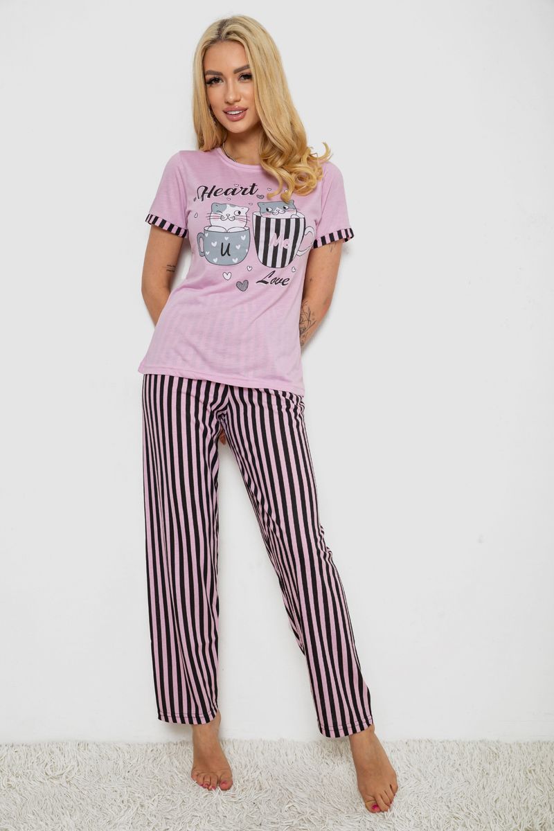Піжама жіноча з принтом, колір бузковий, 243R2032-F