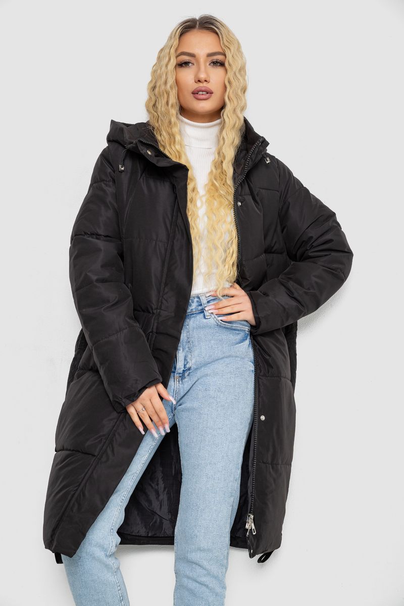 Пуховик жіночий зимовий, колір чорний, 243R8810