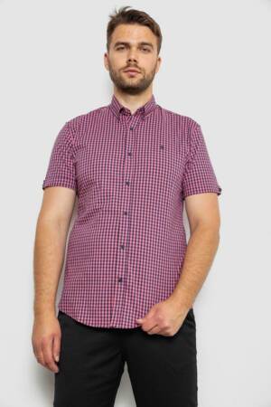 Сорочка чоловіча в клітинку, колір рожевий, 214R4564-2