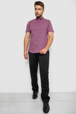Сорочка чоловіча в клітинку, колір рожевий, 214R4564-2