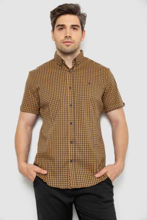 Сорочка чоловіча в клітинку, колір гірчичний, 214R4564-2