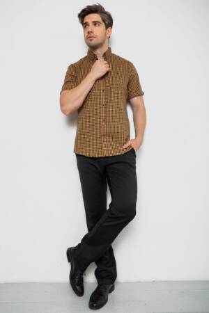 Сорочка чоловіча в клітинку, колір гірчичний, 214R4564-2
