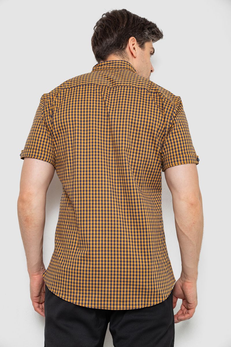 Сорочка чоловіча в клітинку, колір гірчичний, 214R4564-2 - Зображення 4
