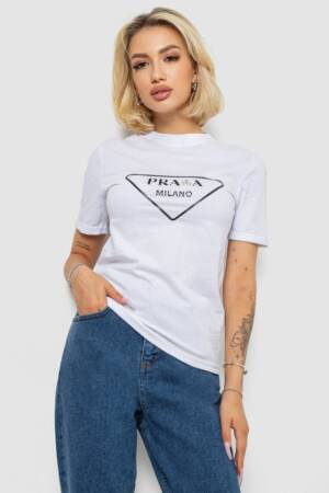 Футболка жіноча з принтом, колір білий, 238R57485