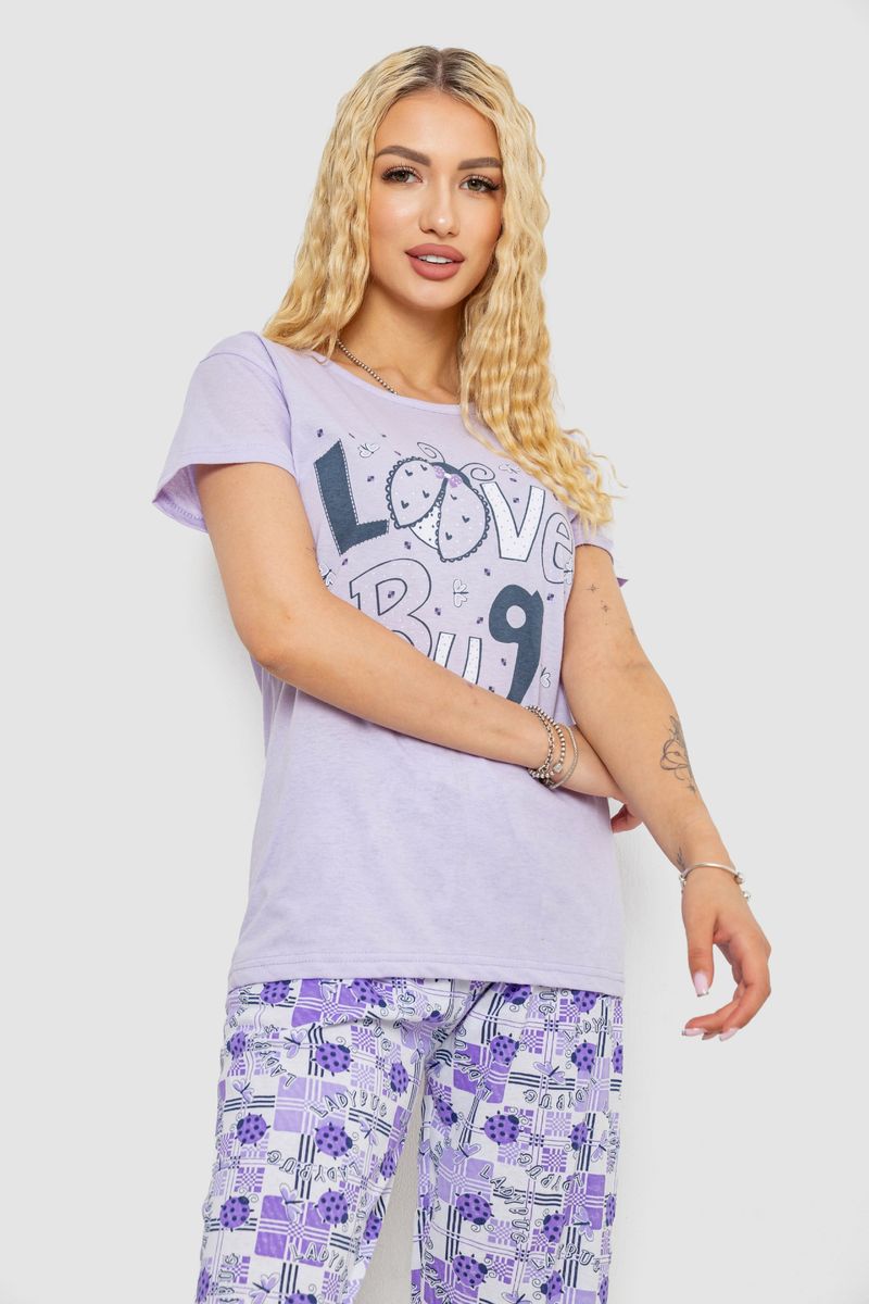 Піжама жіноча з принтом, колір бузковий, 243R2535
