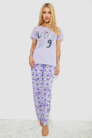 Піжама жіноча з принтом, колір бузковий, 243R2535
