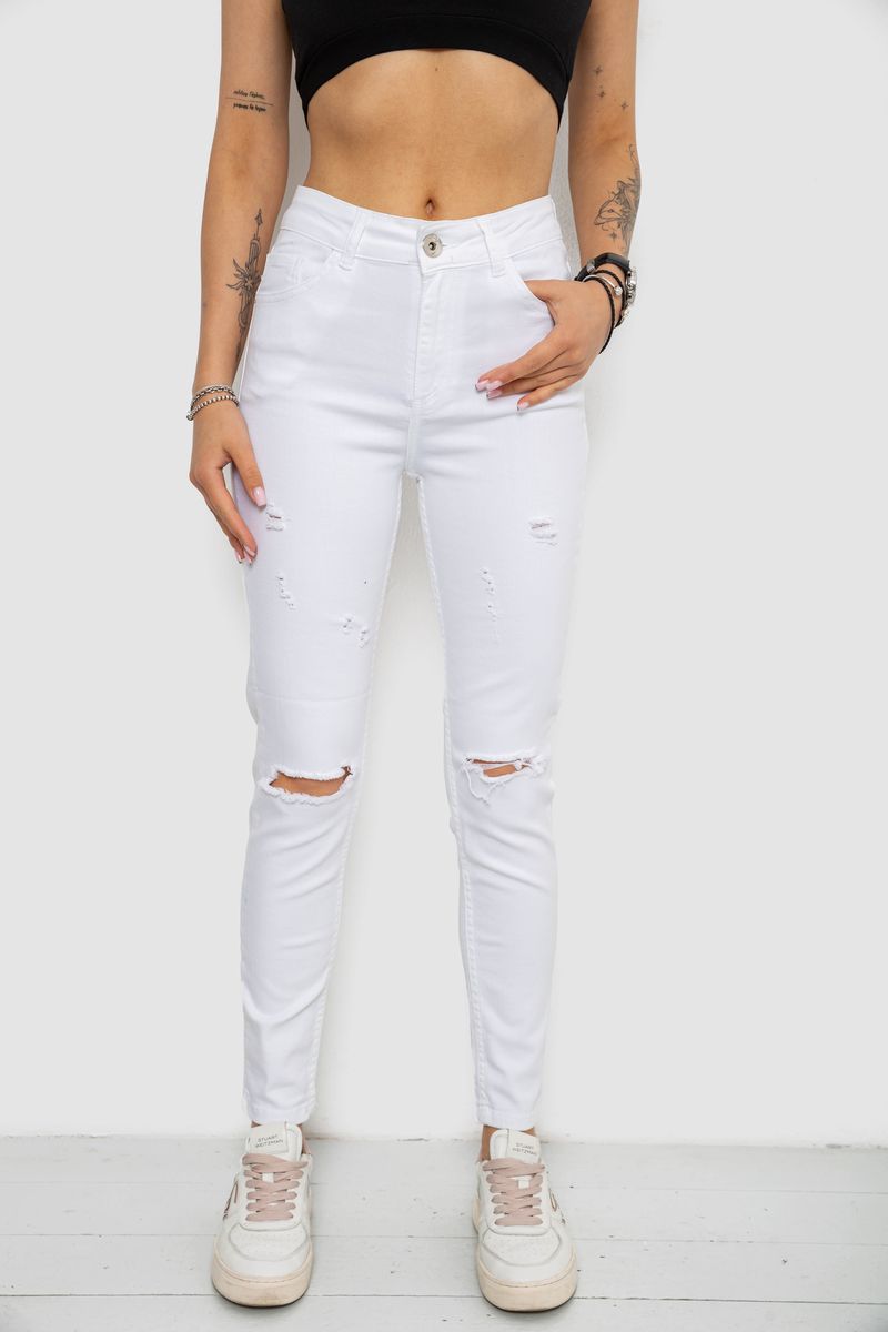 Джинси жіночі, колір білий, 182R3064