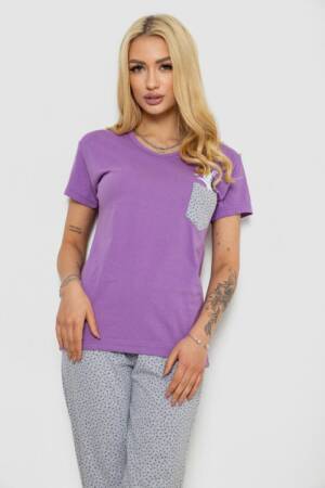 Піжама жіноча з принтом, колір бузковий, 243R9229