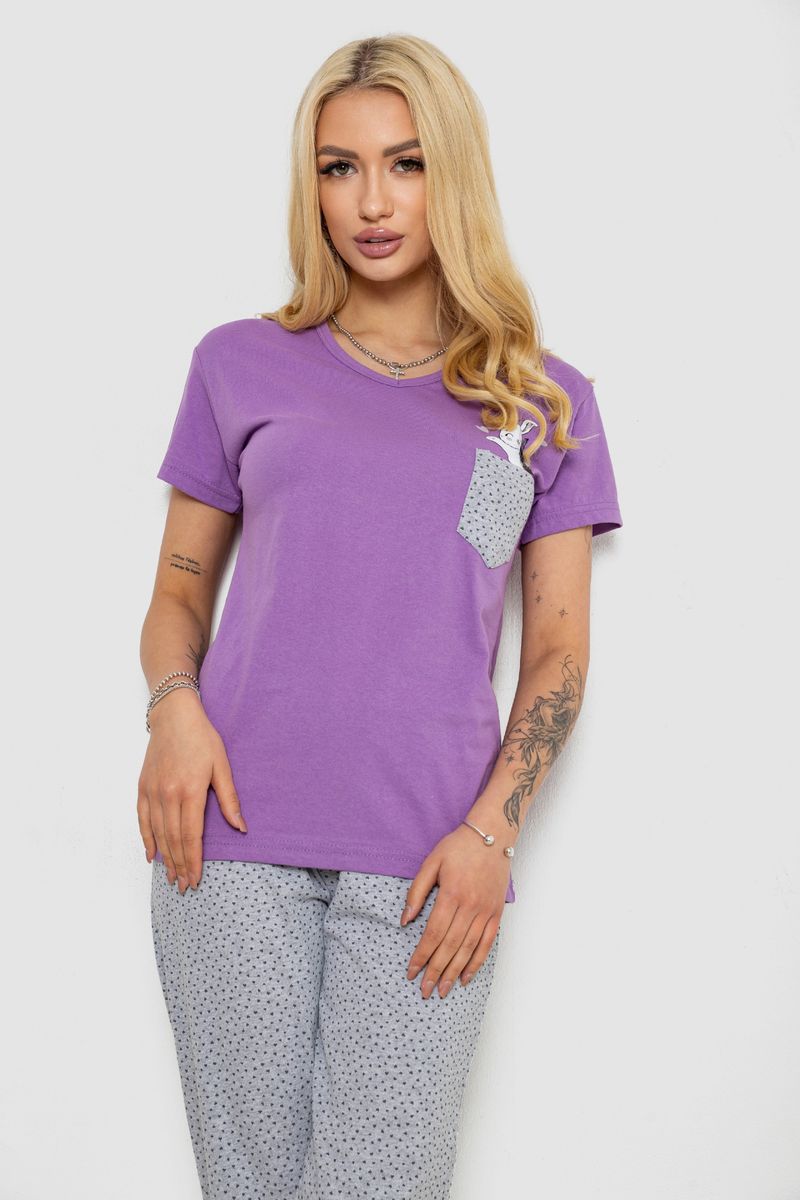 Піжама жіноча з принтом, колір бузковий, 243R9229