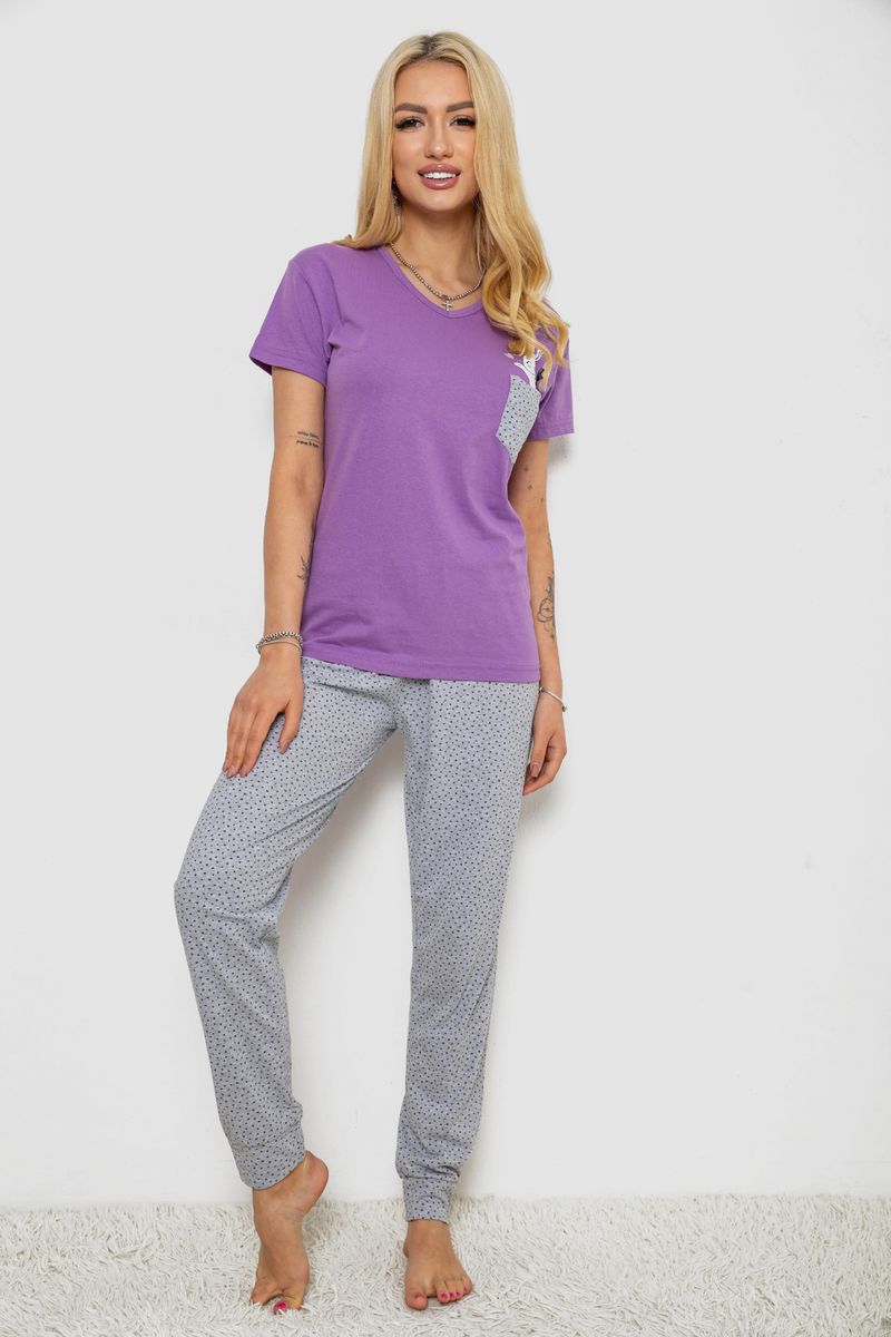 Піжама жіноча з принтом, колір бузковий, 243R9229