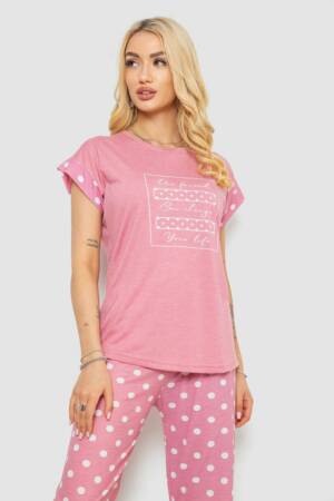 Піжама жіноча з принтом, колір пудровий, 243R2082
