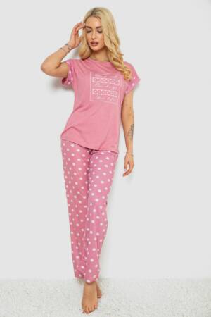 Піжама жіноча з принтом, колір пудровий, 243R2082
