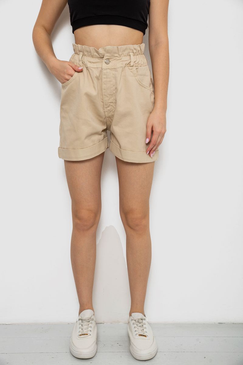 Шорти жіночі джинсові, колір світло-бежевий, 182R1684