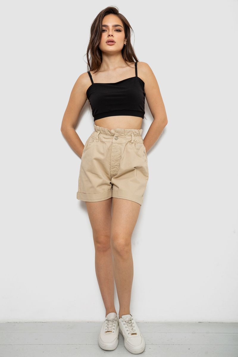 Шорти жіночі джинсові, колір світло-бежевий, 182R1684