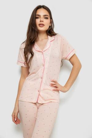 Жіноча піжама з принтом, колір рожевий, 243R7155