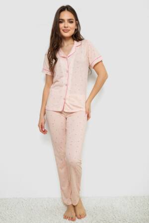Жіноча піжама з принтом, колір рожевий, 243R7155
