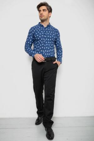 Сорочка чоловіча з принтом, колір джинс, 214R807