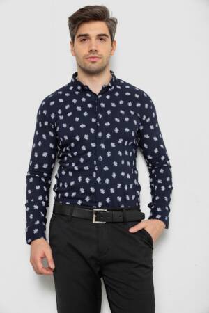 Сорочка чоловіча з принтом, колір синій, 214R807