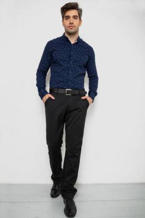 Сорочка чоловіча з принтом, колір темно-синій, 214R7365-1