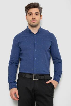 Сорочка чоловіча з принтом, колір синій, 214R7365-1