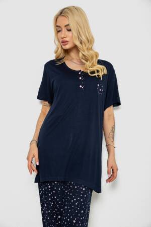 Піжама жіноча з принтом, колір синій, 243R7031