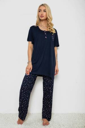 Піжама жіноча з принтом, колір синій, 243R7031