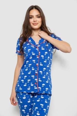 Жіноча піжама з принтом, колір синій, 243R19014
