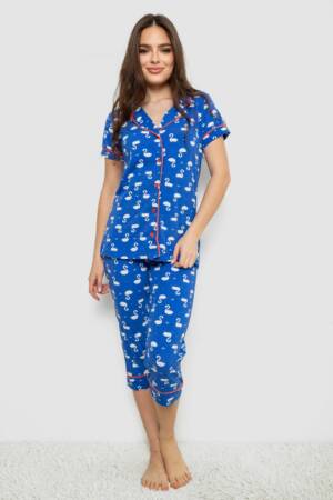 Жіноча піжама з принтом, колір синій, 243R19014