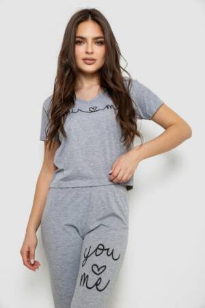 Піжама жіноча з принтом, колір сірий, 243RK-026